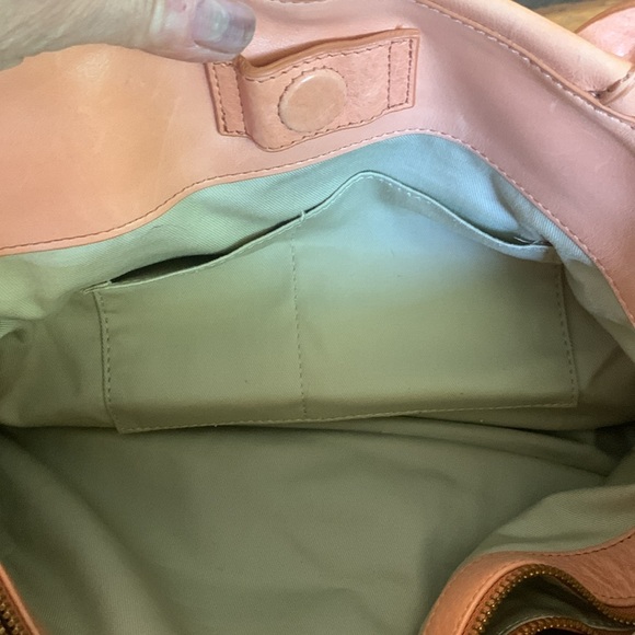 J.CREW NUDE PEACH LEATHER SATCHEL BAG WITH CROSSBODY CHAIN - Picture 7 of 11